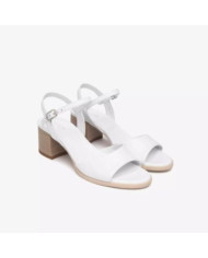 SANDALO CON TACCO NEROGIARDINI DONNA BAROLO BIANCO TR COIRA NATURALE E513430D/707