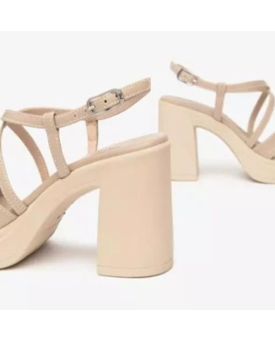 SANDALO CON TACCO NEROGIARDINI BAROLO LINO PU.TOLOSA BIANCO TACCO 9,5CM  E513660D/453