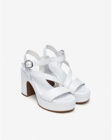 SANDALI CON TACCO NEROGIARDINI DONNA LOIRA BIANCO PU.MOENA TACCO 10,5CM E410400D/707