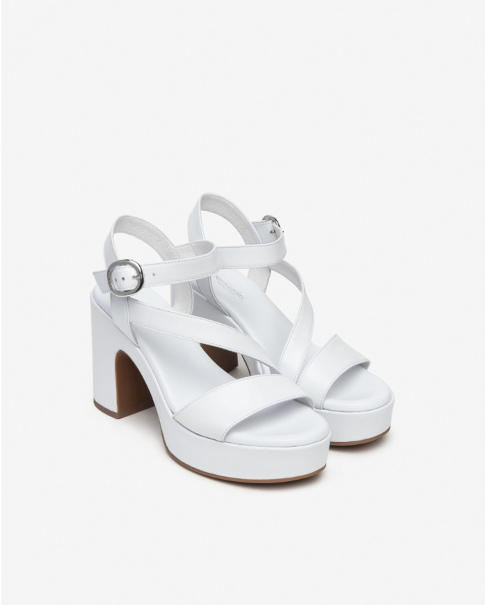 SANDALI CON TACCO NEROGIARDINI DONNA LOIRA BIANCO PU.MOENA TACCO 10,5CM E410400D/707