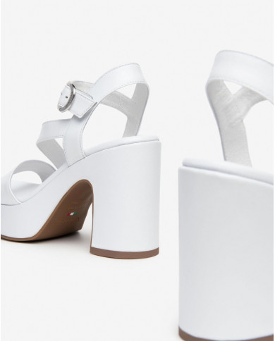 SANDALI CON TACCO NEROGIARDINI DONNA LOIRA BIANCO PU.MOENA TACCO 10,5CM E410400D/707