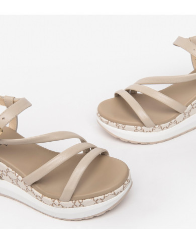 SANDALI CON ZEPP NEROGIARDINI DONNA NAPPA PANDORA IVORY  POLI.MILENA E307758D/702