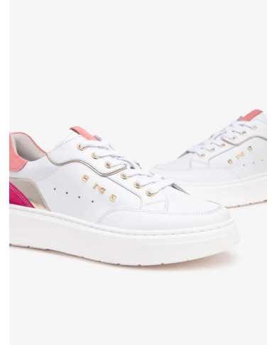 SNEAKERS NEROGIARDINI DONNA SKIPPER BIANCO T.BRILL PLATINO 6074 VELOUR FUXIA 947 VELOUR E513063D/707