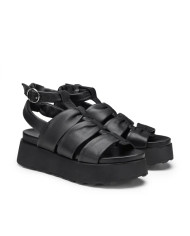 SANDALO CON ZEPPA CULT DONNA JANIS 4479 SANDAL W LEATHER BLACK CLW447900