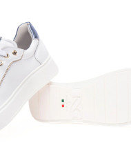 SNEAKERS NEROGIARDINI DONNA CILE BIANCO T.BRILL PLATINO 6074 NAPPA LUX CELESTE 21 TR GON E513060D/707