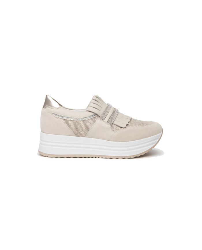 SNEAKERS NEROGIARDINI DONNA PELLE TELA YOGURT E409815D/714