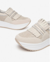 SNEAKERS NEROGIARDINI DONNA PELLE TELA YOGURT E409815D/714