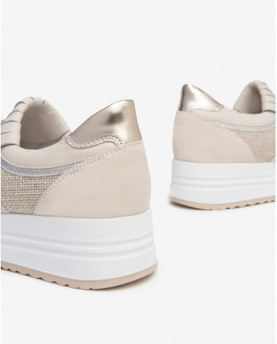 SNEAKERS NEROGIARDINI DONNA PELLE TELA YOGURT E409815D/714