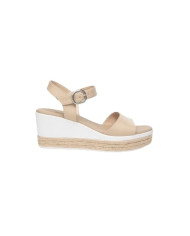 SANDALO CON ZEPPA NEROGIARDINI DONNA PELLE LINO TACCO 7CM E410650D/453