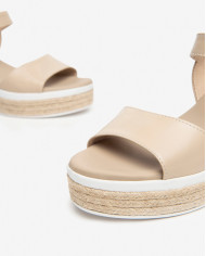 SANDALO CON ZEPPA NEROGIARDINI DONNA PELLE LINO TACCO 7CM E410650D/453