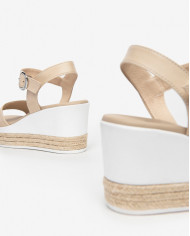 SANDALO CON ZEPPA NEROGIARDINI DONNA PELLE LINO TACCO 7CM E410650D/453