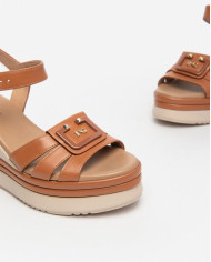 SANDALO CON ZEPPA NEROGIARDINI DONNA COGNAC PELLE TACCO 8,5CM E410570D/329