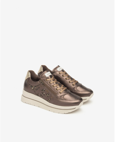 SNEAKERS CON ZEPPA NEROGIARDINI DONNA OMEGA T.MORO T.GLITTER GR.TOP SAB ETOILE MIELE TR CORVARA I514101D/300