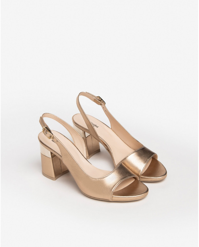 SANDALI NEROGIARDINI DONNA LAMINATO GOMMA PRAIA TACCO 7,5CM  E410250D/434