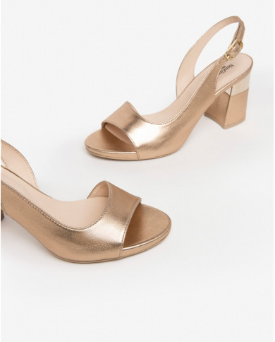 SANDALI NEROGIARDINI DONNA LAMINATO GOMMA PRAIA TACCO 7,5CM  E410250D/434