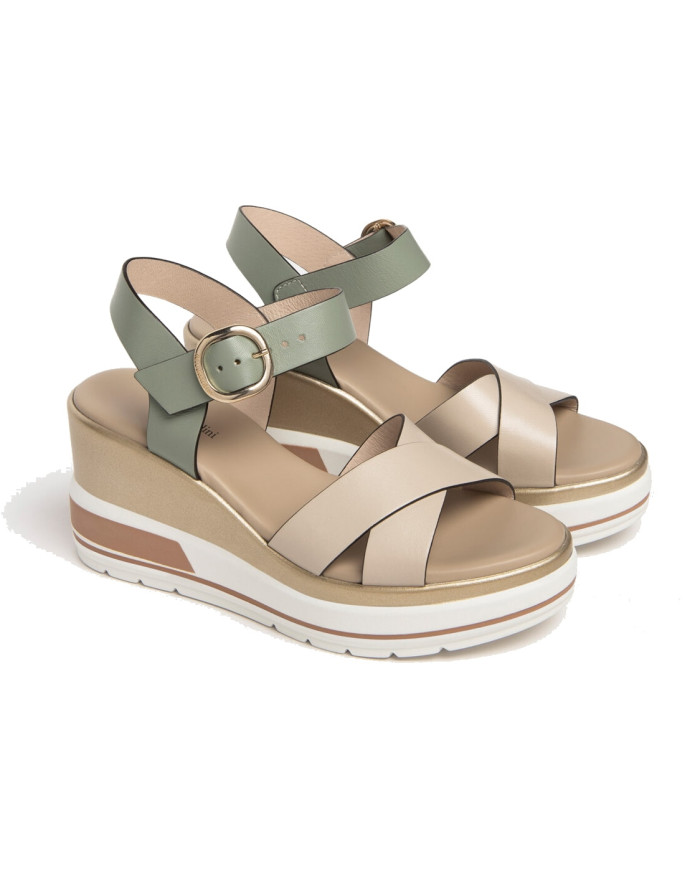 SANDALI CON ZEPPA NEROGIARDINI SALVIA E318737D/702