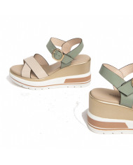 SANDALI CON ZEPPA NEROGIARDINI SALVIA E318737D/702