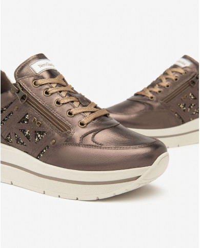 SNEAKERS CON ZEPPA NEROGIARDINI DONNA OMEGA T.MORO T.GLITTER GR.TOP SAB ETOILE MIELE TR CORVARA I514101D/300