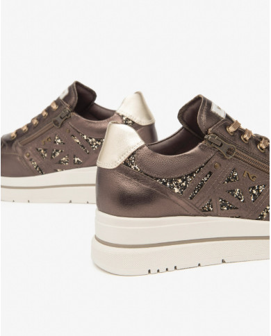 SNEAKERS CON ZEPPA NEROGIARDINI DONNA OMEGA T.MORO T.GLITTER GR.TOP SAB ETOILE MIELE TR CORVARA I514101D/300