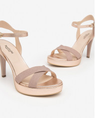 SANDALI CON TACCO NEROGIARDINI PELLE CARNE TACCO 10CM E410102DE/631