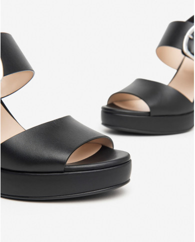 SANDALI CON TACCO NEROGIARDINI DONNA TAMIGI NERO BATTIS.TPU LAZISE PLATO' TACCO 10CM  E410360D/100