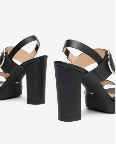 SANDALI CON TACCO NEROGIARDINI DONNA TAMIGI NERO BATTIS.TPU LAZISE PLATO' TACCO 10CM  E410360D/100