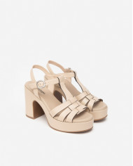 SANDALI CON TACCO NEROGIARDINI DONNA TAMIGI LINO PU.MOENA RICO E410402D/453