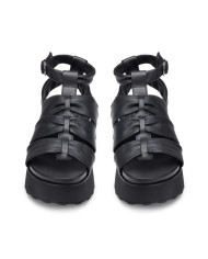 SANDALO CON ZEPPA CULT DONNA JANIS 4479 SANDAL W LEATHER BLACK CLW447900