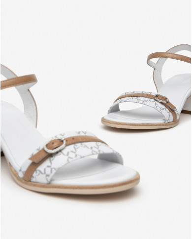 SANDALI CON TACCO NEROGIARDINI DONNA T.GIOVE BIANCO/GRIGI NAPPA PANDORA CORDA  TR ROSE NATURALE E410430D/707