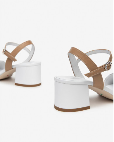 SANDALI CON TACCO NEROGIARDINI DONNA T.GIOVE BIANCO/GRIGI NAPPA PANDORA CORDA  TR ROSE NATURALE E410430D/707