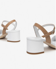 SANDALI CON TACCO NEROGIARDINI DONNA T.GIOVE BIANCO/GRIGI NAPPA PANDORA CORDA  TR ROSE NATURALE E410430D/707