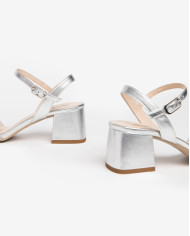 SANDALI CON TACCO NEROGIARDINI DONNA LAMINATO ARGENTO TPU PEDARA NATURALE TACCO 5CM E410260D/700