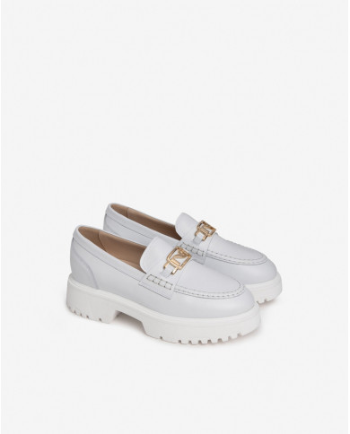 MOCASSINI NEROGIARDINI DONNA PELLE BIANCO NOCERA LIGHT  E406320D/707