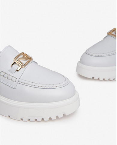 MOCASSINI NEROGIARDINI DONNA PELLE BIANCO NOCERA LIGHT  E406320D/707