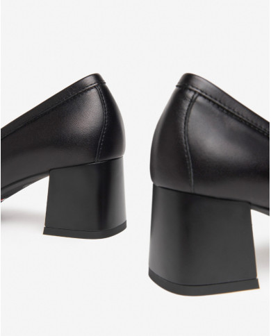 MOCASSINI CON TACCO NEROGIARDINI DONNA IN PELLE NERO TACCO 5,5CM E409471D/100