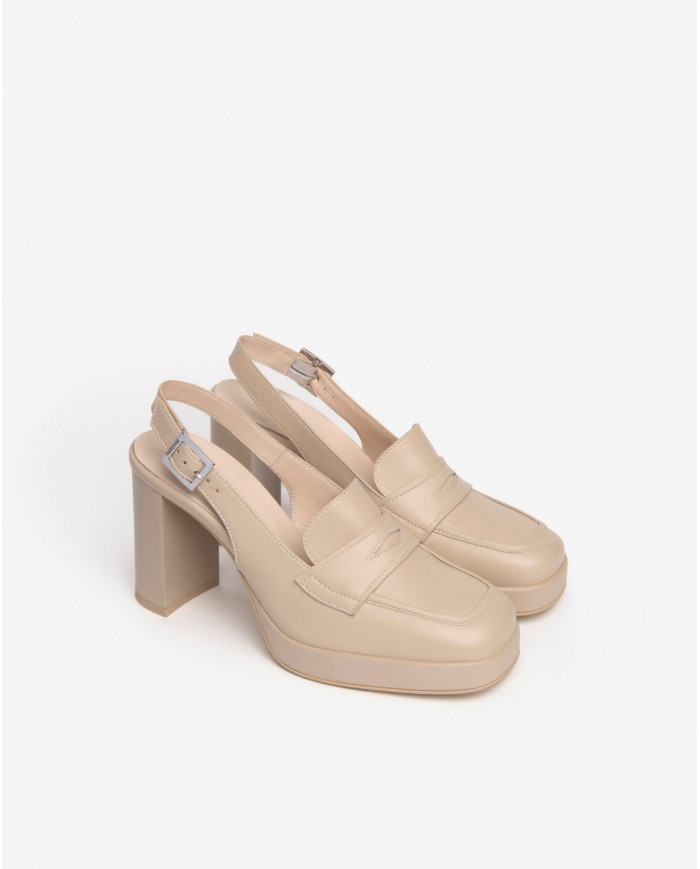 MOCASSINI CON TACCO NEROGIARDINI DONNA IN PELLE LINO TACCO 9CM E409461D/453