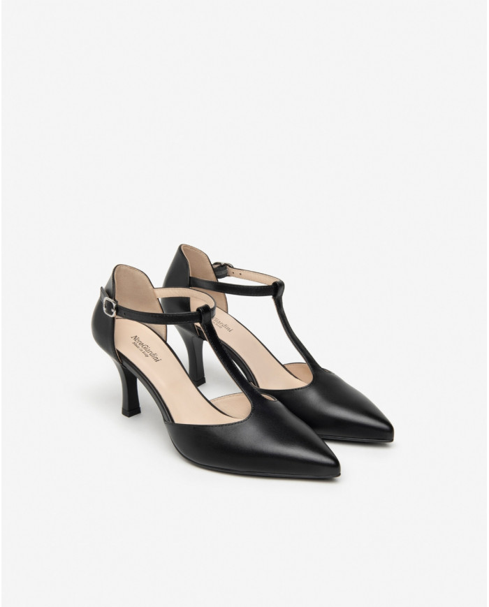 DECOLLETE' NEROGIARDINI DONNA PELLE NERO TACCO 7,5CM E409310DE/100