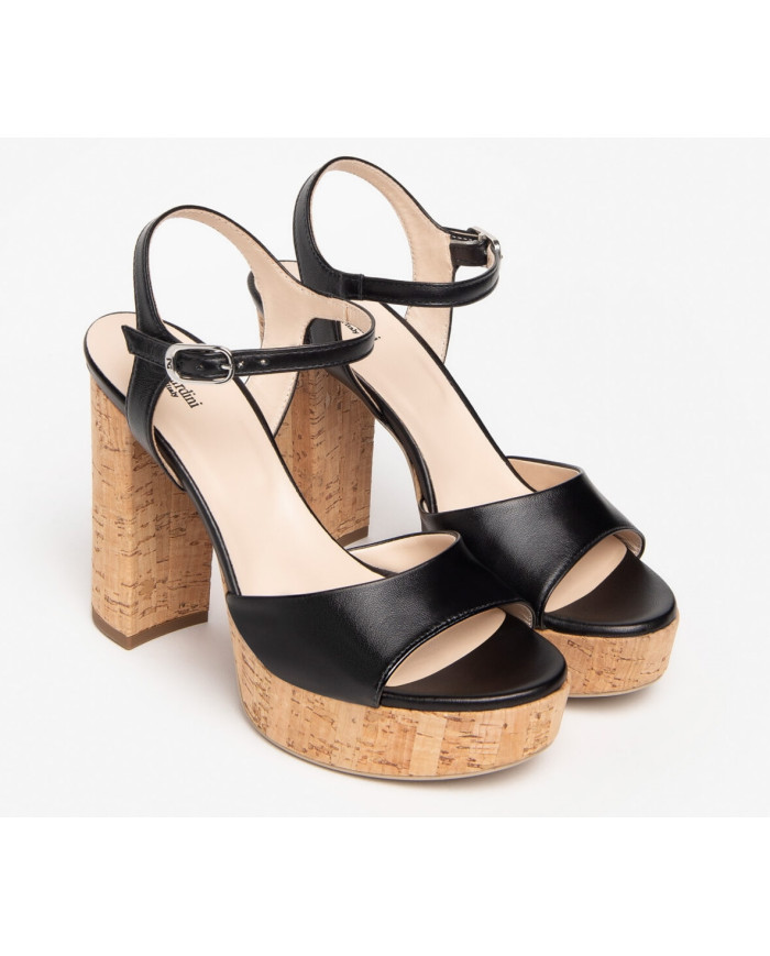 SANDALO CON TACCO  NEROGIARDINI DONNA NAPPA PANDORA NERO E307530D/100'