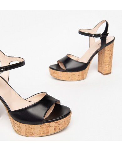 SANDALO CON TACCO  NEROGIARDINI DONNA NAPPA PANDORA NERO E307530D/100'