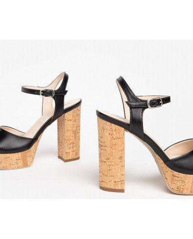 SANDALO CON TACCO  NEROGIARDINI DONNA NAPPA PANDORA NERO E307530D/100'