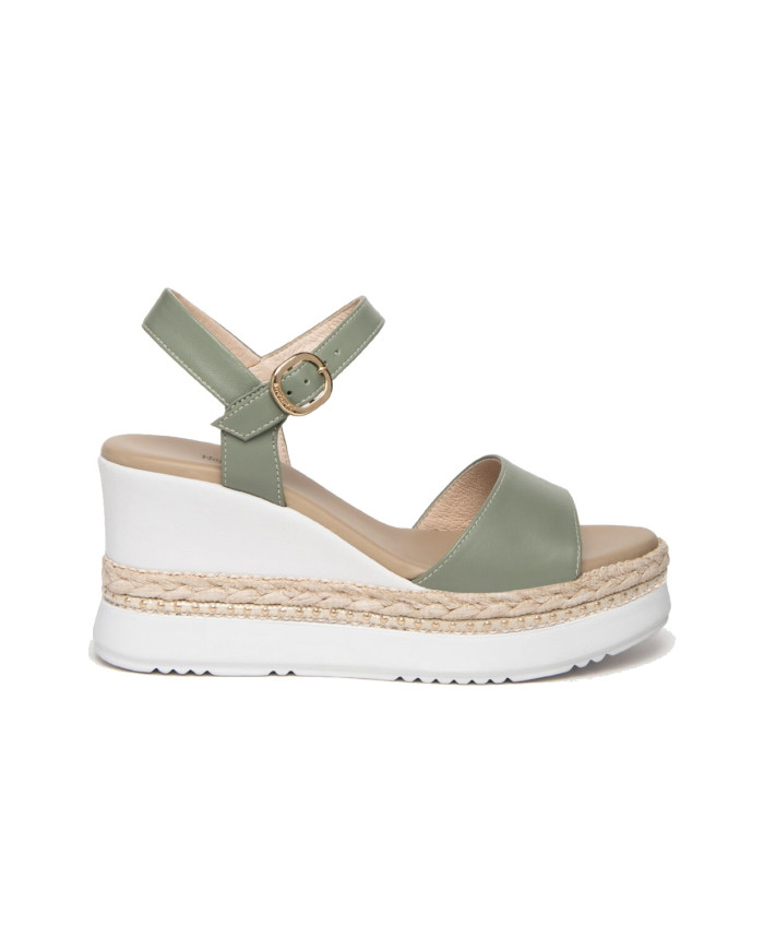 SANDALI CON ZEPPA NEROGIARDINI DONNA NAPPA PANDORA SALVIA PU.MONOD.BAGHERIA E307690D/516