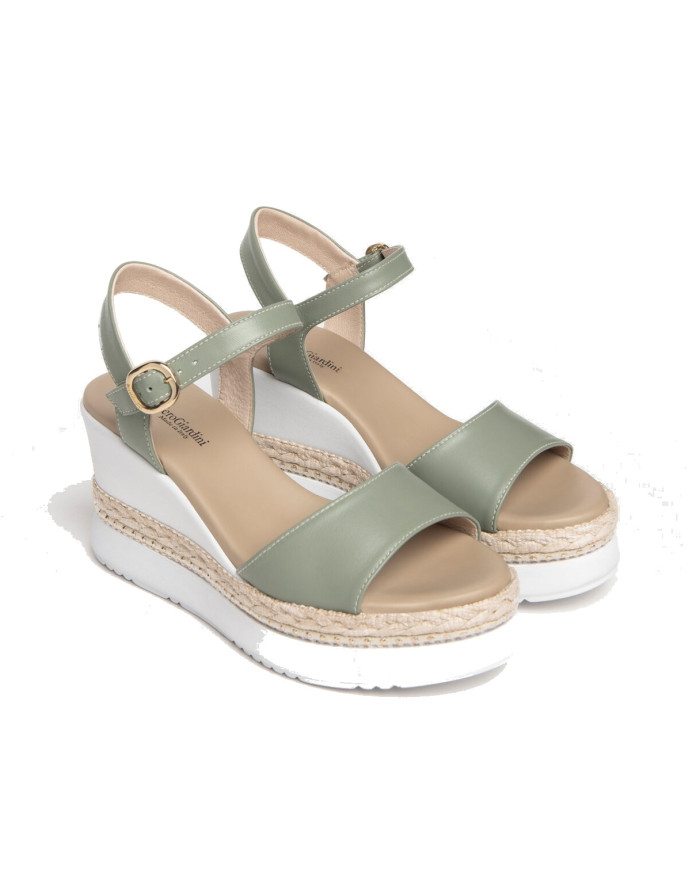 SANDALI CON ZEPPA NEROGIARDINI DONNA NAPPA PANDORA SALVIA PU.MONOD.BAGHERIA E307690D/516