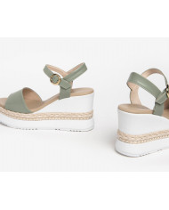 SANDALI CON ZEPPA NEROGIARDINI DONNA NAPPA PANDORA SALVIA PU.MONOD.BAGHERIA E307690D/516