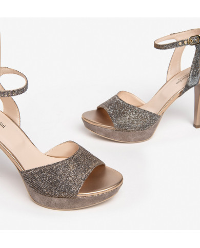 SANDALI CON TACCO NEROGIARDINI T.NOTTURNO RAME 639  TPU CASERTA DAMA NAT E307240DE/327