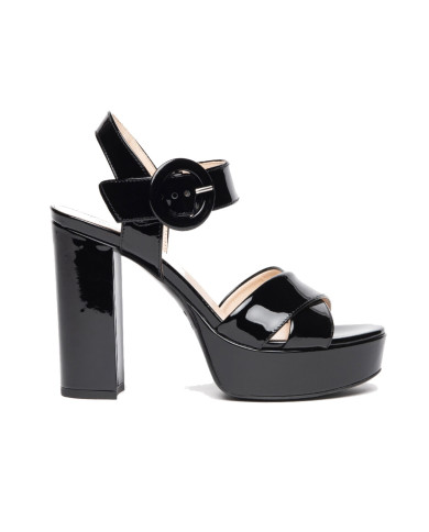 SANDALI CON TACCO NEROGIARDII DONNA VERNICE NERO BATTIS.TPU MORELIA A POLI.MORELIA PLATO' E307210DE/100