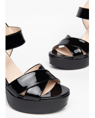 SANDALI CON TACCO NEROGIARDII DONNA VERNICE NERO BATTIS.TPU MORELIA A POLI.MORELIA PLATO' E307210DE/100