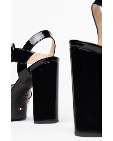 SANDALI CON TACCO NEROGIARDII DONNA VERNICE NERO BATTIS.TPU MORELIA A POLI.MORELIA PLATO' E307210DE/100