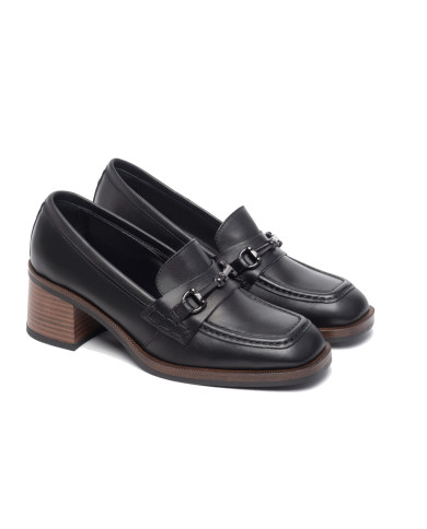 MOCASSINI CON TACCO NEROGIARDINI DONNA IN PELLE NERO I308180D/100