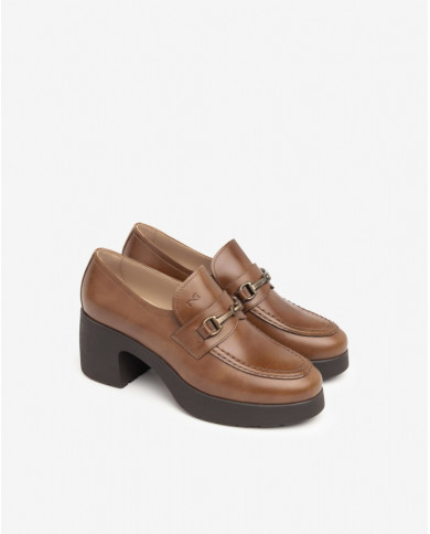 MOCASSINO NEROGIARDINI DONNA MANOLETE CUOIO TR MURA LIGHT TACCO 7CM I411290D/400