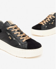SNEAKERS NEROGIARDINI DONNA AROLD VELO NERO GUANTO NERO T.BRILL PLATINO I411630D/100
